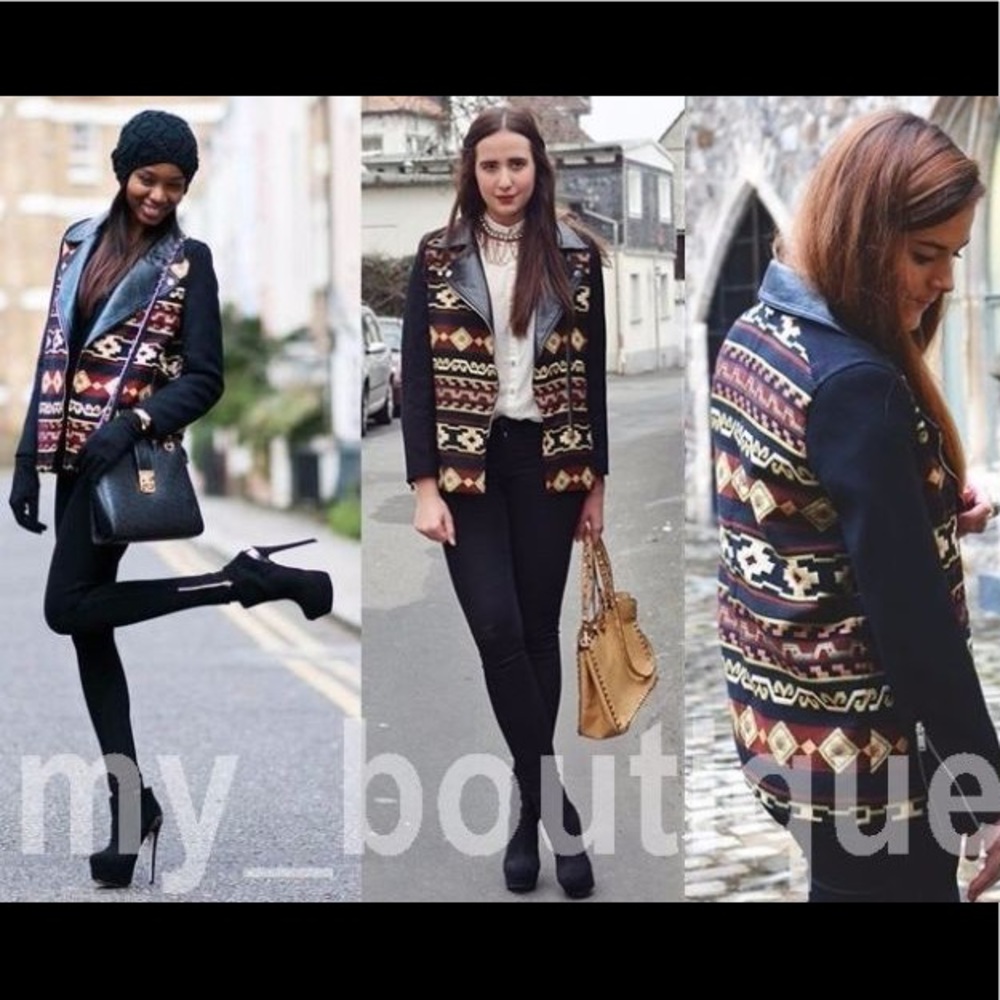 Zara Leather Jacket Aztec Morocco